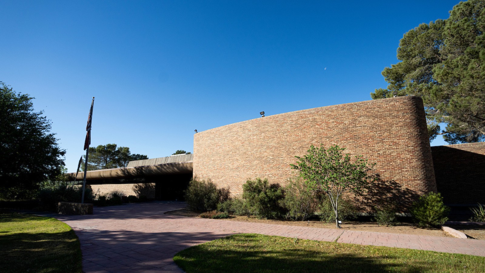 The brick façade of the Texas A&M AgriLife Research and Extension Center at El Paso